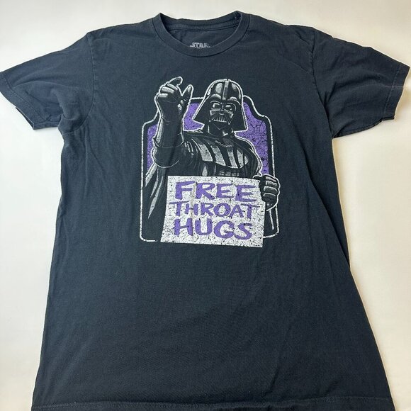 Star Wars Shirt Mens Large Black Darth Vader Free Throat Hugs Tee Graphic Funny - Picture 1 of 9